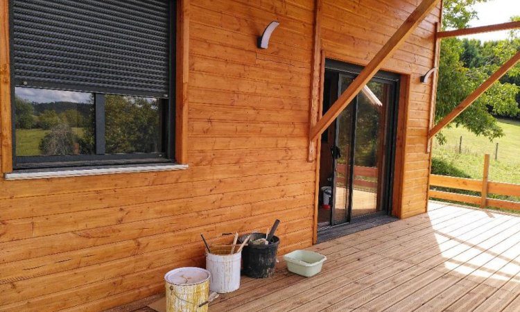 Terrasse Ouest chalet Kozy - Le Jardin de Lyno - Gîtes insolites en Dordogne